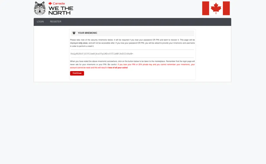 PGP key setup and mnemonic backup for WeTheNorth account