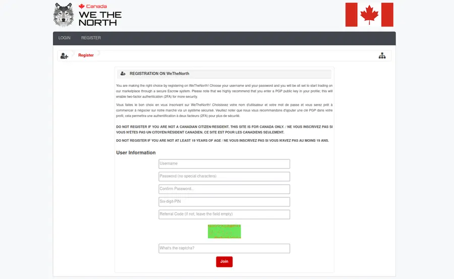 WeTheNorth market account registration page